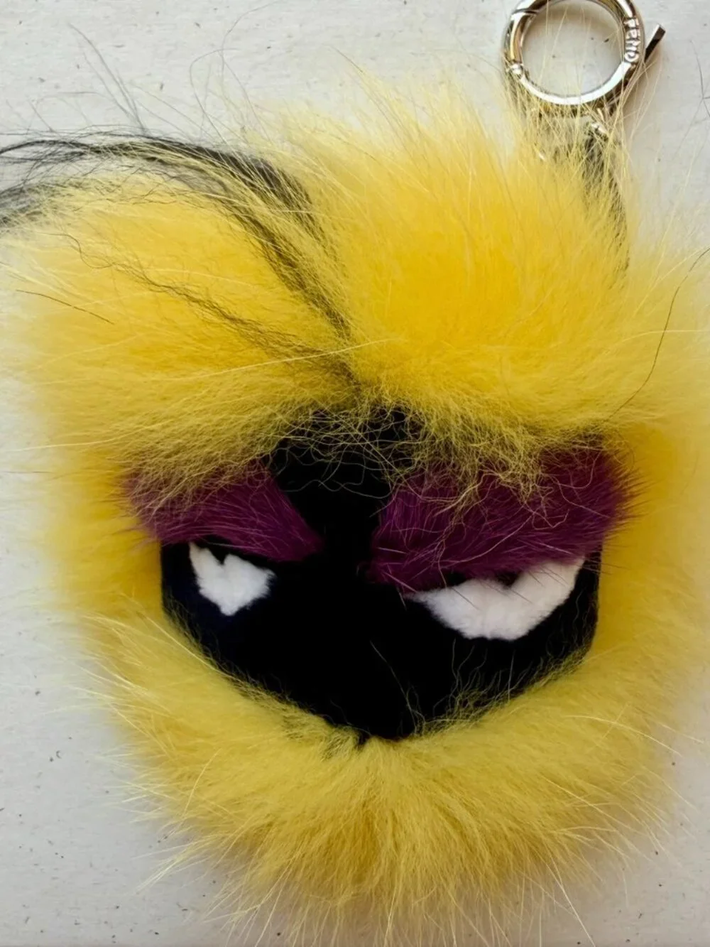 Fendi Yellow Monster Bag Bugs Mink Fox Fur Bag Charm